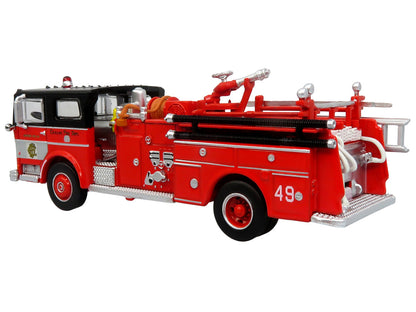 1974 Ward LaFrance Fire Engine "Chicago Fire Department - Engine 49" Red with Black Top "5 Alarm" Series Limited Edition 1/87 (HO) Diecast Model by Iconic Replicas by Iconic Replicas