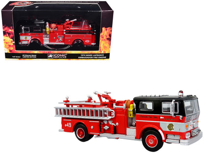 1974 Ward LaFrance Fire Engine "Chicago Fire Department - Engine 49" Red with Black Top "5 Alarm" Series Limited Edition 1/87 (HO) Diecast Model by Iconic Replicas by Iconic Replicas