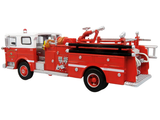 1974 Ward LaFrance Fire Engine "San Francisco Fire Department – Engine 31" Red with White Top "5 Alarm" Series Limited Edition 1/87 (HO) Diecast Model by Iconic Replicas by Iconic Replicas