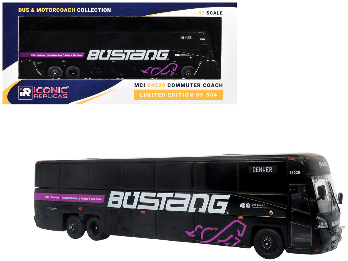 MCI D4520 Commuter Coach Bus "Bustang - Colorado Department of Transportation" Black "The Bus & Motorcoach Collection" Limited Edition to 504 pieces Worldwide 1/87 (HO) Scale Diecast Model by Iconic Replicas by Iconic Replicas