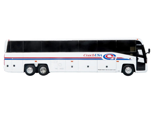 MCI D4520 Commuter Coach Bus "Coach USA" White with Blue and Red Stripes "The Bus & Motorcoach Collection" Limited Edition to 504 pieces Worldwide 1/87 (HO) Scale Diecast Model by Iconic Replicas by Iconic Replicas