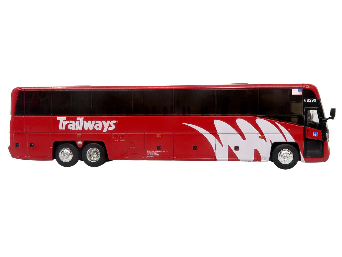 MCI D4520 Commuter Coach Bus "Burlington Trailways" Red with White Graphics "The Bus & Motorcoach Collection" Limited Edition to 504 pieces Worldwide 1/87 (HO) Scale Diecast Model by Iconic Replicas by Iconic Replicas