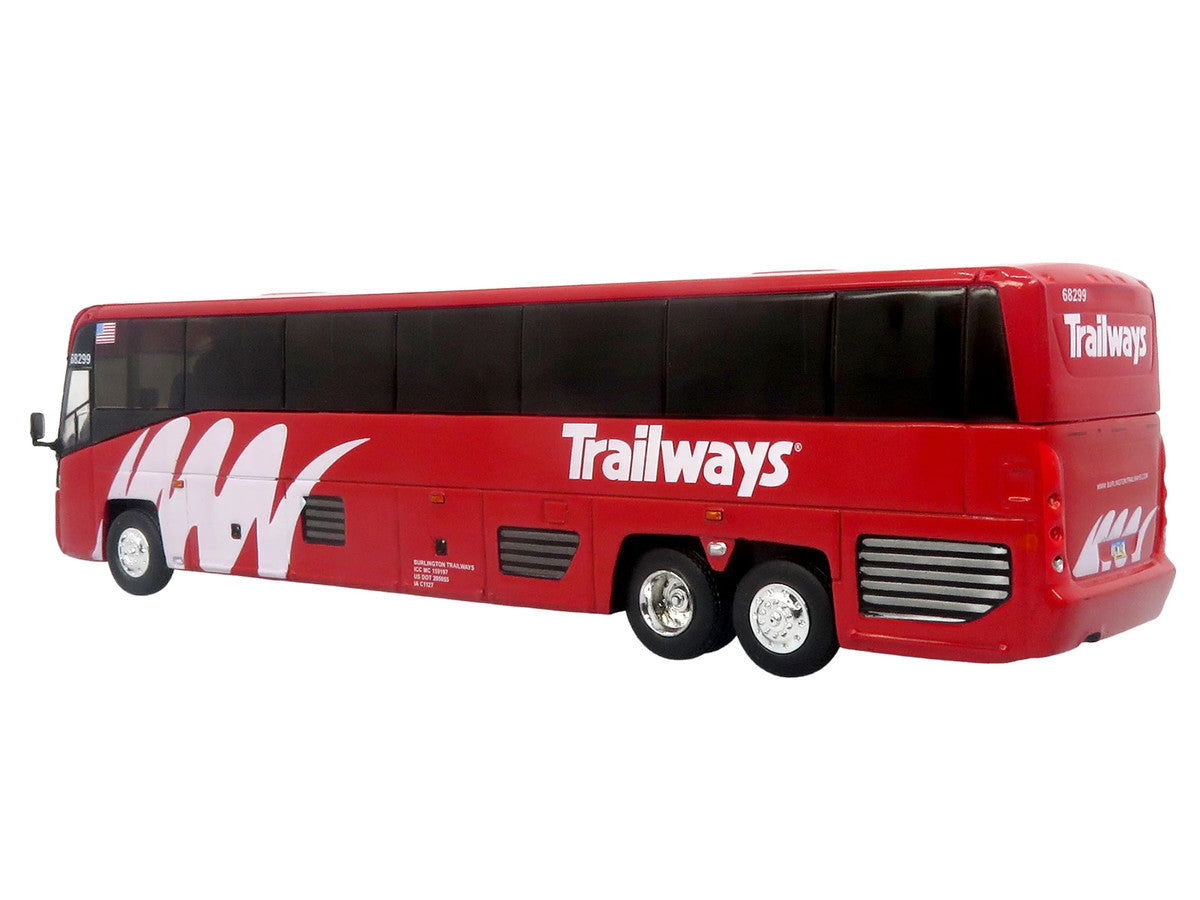 MCI D4520 Commuter Coach Bus "Burlington Trailways" Red with White Graphics "The Bus & Motorcoach Collection" Limited Edition to 504 pieces Worldwide 1/87 (HO) Scale Diecast Model by Iconic Replicas by Iconic Replicas
