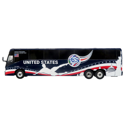 MCI J4500 Coach Bus "United States National Soccer Team" Dark Blue with Graphics "International Federation of the Global Game" Series Limited Edition to 504 pieces Worldwide 1/87 (HO) Diecast Model by Iconic Replicas by Iconic Replicas