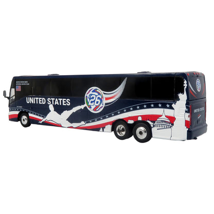 MCI J4500 Coach Bus "United States National Soccer Team" Dark Blue with Graphics "International Federation of the Global Game" Series Limited Edition to 504 pieces Worldwide 1/87 (HO) Diecast Model by Iconic Replicas by Iconic Replicas