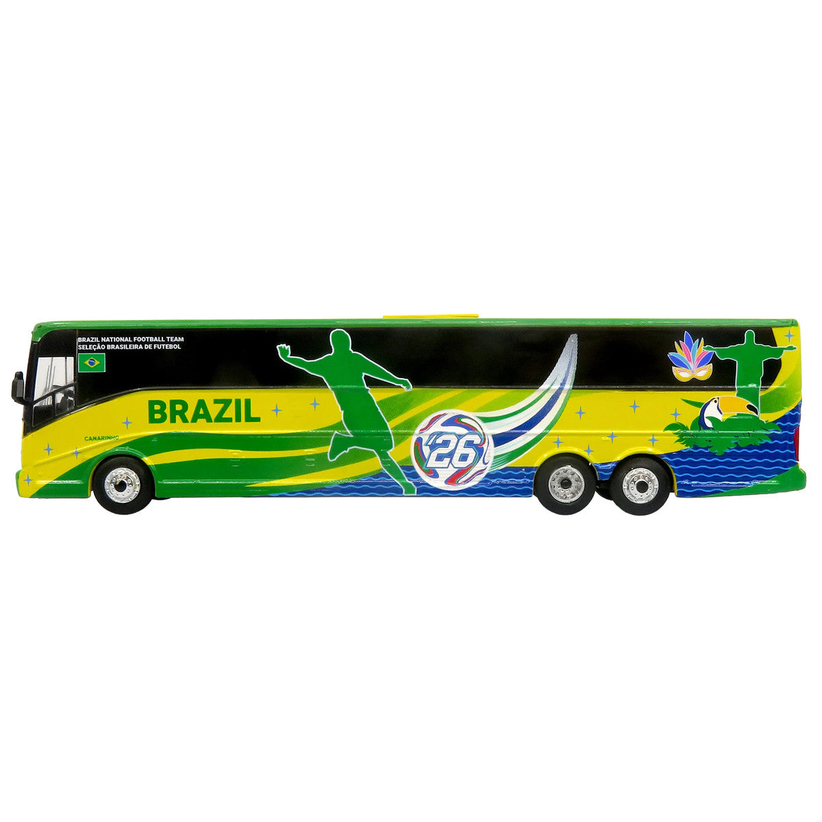 Van Hool CX-45 Coach Bus "Brazil National Football Team" Yellow and Green with Graphics "International Federation of the Global Game" Series Limited Edition to 504 pieces Worldwide 1/87 (HO) Diecast Model by Iconic Replicas by Iconic Replicas