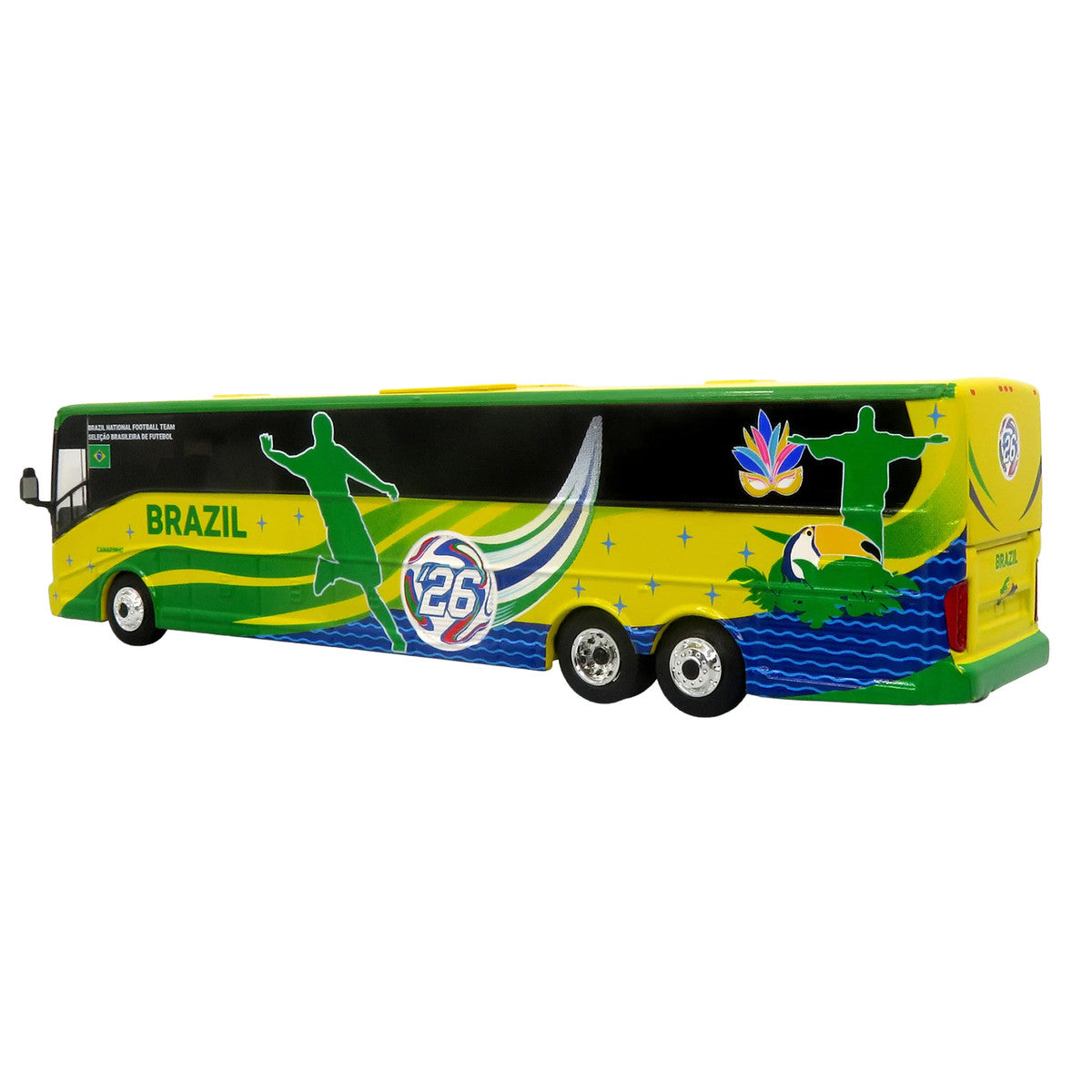 Van Hool CX-45 Coach Bus "Brazil National Football Team" Yellow and Green with Graphics "International Federation of the Global Game" Series Limited Edition to 504 pieces Worldwide 1/87 (HO) Diecast Model by Iconic Replicas by Iconic Replicas