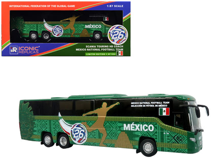 Scania Touring HD Coach Bus "Mexico National Football Team" Green with Graphics "International Federation of the Global Game" Series Limited Edition to 504 pieces Worldwide 1/87 (HO) Diecast Model by Iconic Replicas by Iconic Replicas