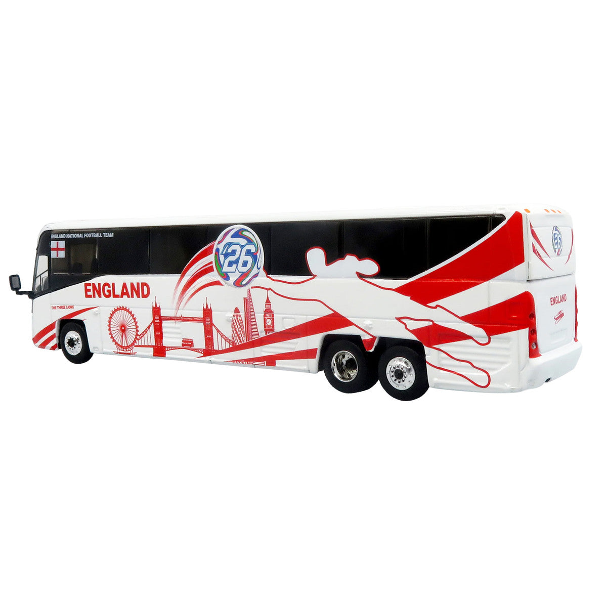 MCI D4520 Coach Bus "England National Football Team" White with Graphics "International Federation of the Global Game" Series Limited Edition to 504 pieces Worldwide 1/87 (HO) Diecast Model by Iconic Replicas by Iconic Replicas