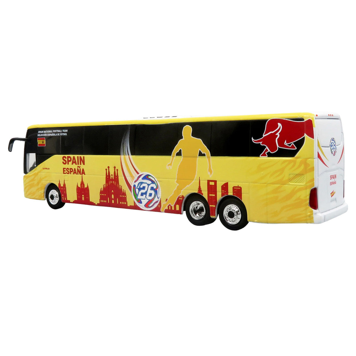 Daimler Tourrider Coach Bus "Spain National Football Team" Yellow with Graphics "International Federation of the Global Game" Series Limited Edition to 504 pieces Worldwide 1/87 (HO) Diecast Model by Iconic Replicas by Iconic Replicas