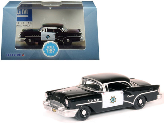 1955 Buick Century "California Highway Patrol" (CHP) Black 1/87 (HO) Scale Diecast Model Car by Oxford Diecast by Oxford Diecast