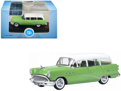1954 Buick Century Estate Wagon Willow Green and White 1/87 (HO) Scale Diecast Model Car by Oxford Diecast by Oxford Diecast
