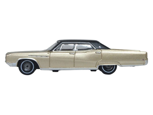 1968 Buick Electra 225 Ivory Gold Metallic with Black Top and White Interior 1/87 (HO) Scale Diecast Model Car by Oxford Diecast by Oxford Diecast