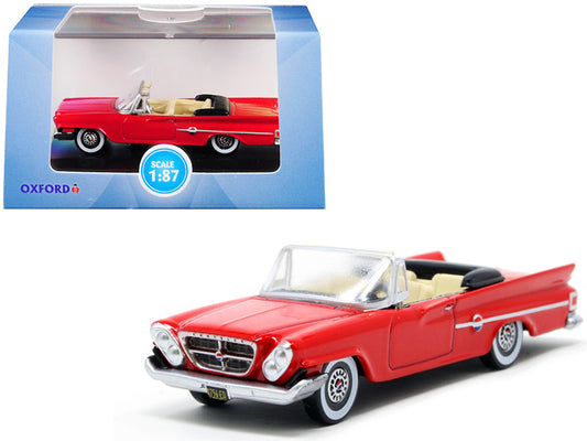 1961 Chrysler 300 Convertible Mardi Gras Red 1/87 (HO) Scale Diecast Model Car by Oxford Diecast by Oxford Diecast