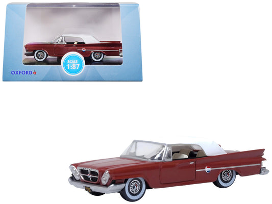 1961 Chrysler 300 Convertible (Closed Top) Cinnamon Brown Metallic with White Top 1/87 (HO) Scale Diecast Model Car by Oxford Diecast by Oxford Diecast