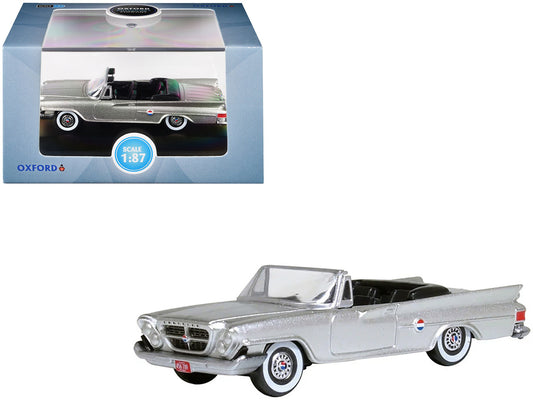 1961 Chrysler 300G Convertible Sheffield Silver Metallic 1/87 (HO) Scale Diecast Model Car by Oxford Diecast by Oxford Diecast