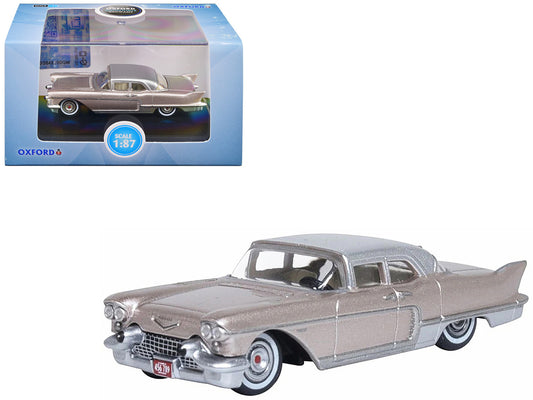 1957 Cadillac Eldorado Brougham Sandalwood Beige Metallic with Silver Top 1/87 (HO) Scale Diecast Model Car by Oxford Diecast by Oxford Diecast