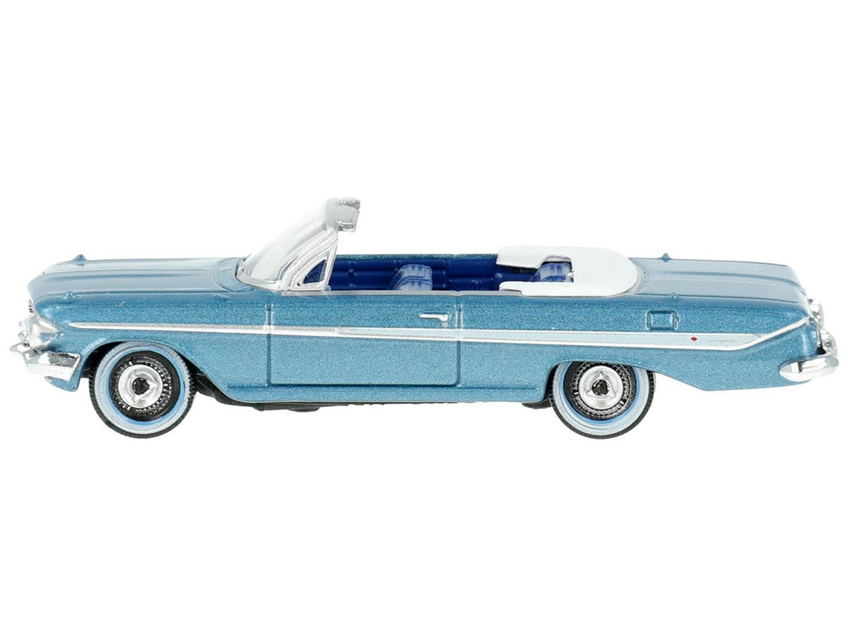 1961 Chevrolet Impala Convertible Jewel Blue Metallic and White with Blue Interior 1/87 (HO) Scale Diecast Model Car by Oxford Diecast by Oxford Diecast