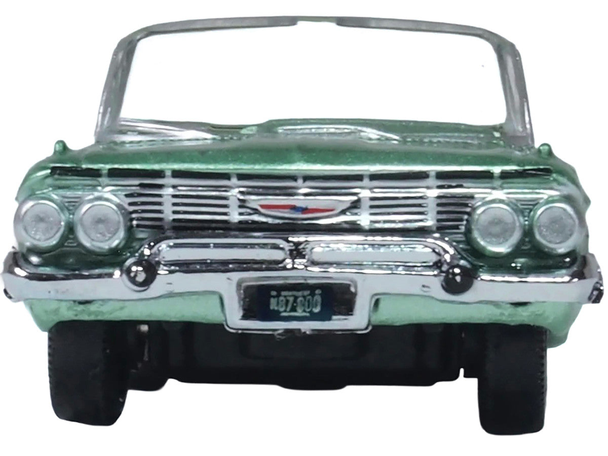 1961 Chevrolet Impala Convertible Arbor Green Metallic with Green Interior 1/87 (HO) Scale Diecast Model Car by Oxford Diecast by Oxford Diecast
