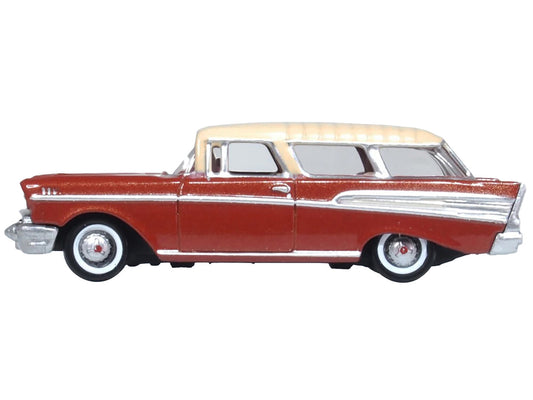 1957 Chevrolet Nomad Adobe Beige with Sierra Gold Top 1/87 (HO) Scale Diecast Model Car by Oxford Diecast by Oxford Diecast