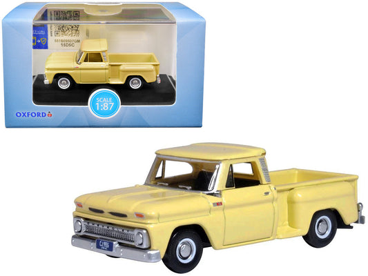 1965 Chevrolet C10 Stepside Pickup Truck Yellow 1/87 (HO) Scale Diecast Model Car by Oxford Diecast by Oxford Diecast