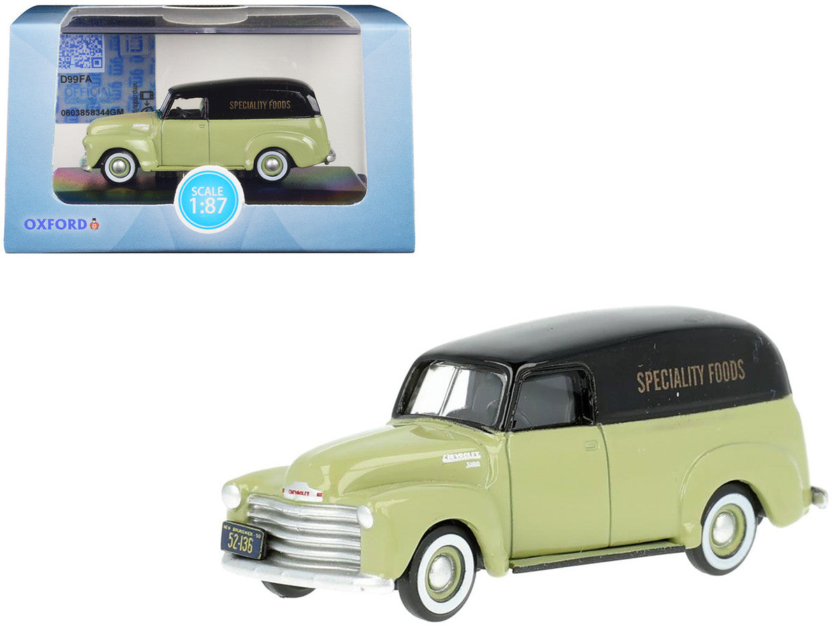 1950 Chevrolet Panel Van "Speciality Foods" Light Green and Black 1/87 (HO) Scale Diecast Model Car by Oxford Diecast by Oxford Diecast