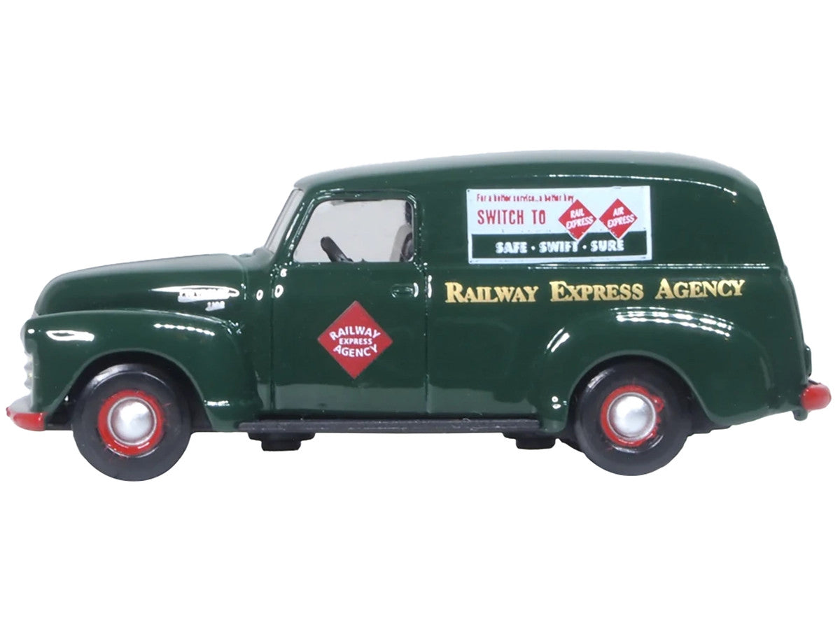 1950 Chevrolet Panel Van "Railway Express Agency" Dark Green 1/87 (HO) Scale Diecast Model Car by Oxford Diecast by Oxford Diecast
