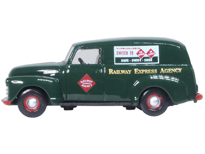 1950 Chevrolet Panel Van "Railway Express Agency" Dark Green 1/87 (HO) Scale Diecast Model Car by Oxford Diecast by Oxford Diecast