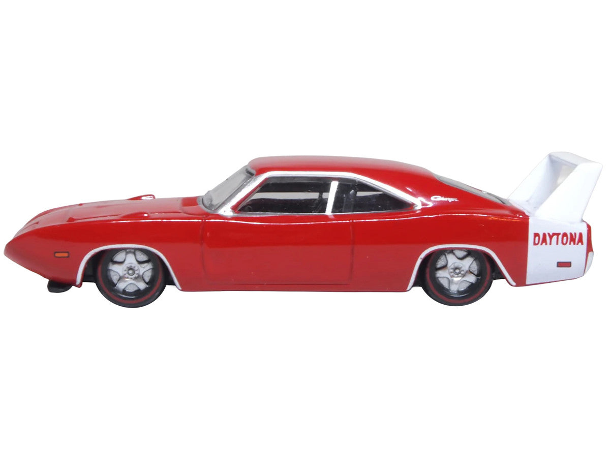 1969 Dodge Charger Daytona Red with White Stripe 1/87 (HO) Scale Diecast Model Car by Oxford Diecast by Oxford Diecast