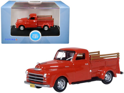 1948 Dodge B-1B Pickup Truck Red 1/87 (HO) Scale Diecast Model Car by Oxford Diecast by Oxford Diecast