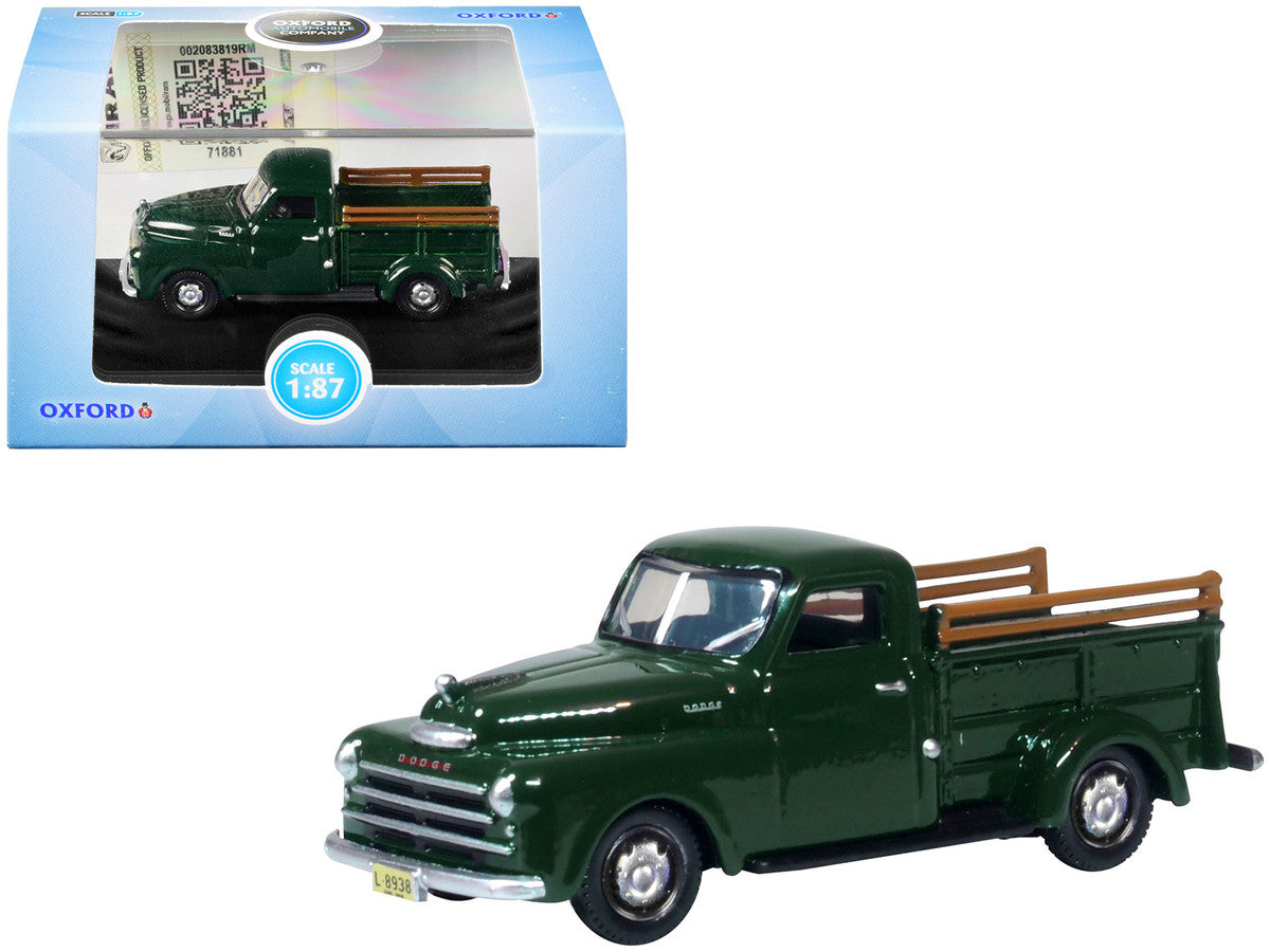 1948 Dodge B-1B Pickup Truck Dark Green 1/87 (HO) Scale Diecast Model Car by Oxford Diecast by Oxford Diecast
