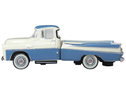1957 Dodge D100 Sweptside Pickup Truck Ice Blue and Glacier White 1/87 (HO) Scale Diecast Model Car by Oxford Diecast by Oxford Diecast