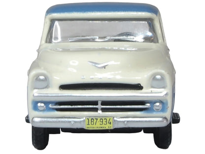 1957 Dodge D100 Sweptside Pickup Truck Ice Blue and Glacier White 1/87 (HO) Scale Diecast Model Car by Oxford Diecast by Oxford Diecast