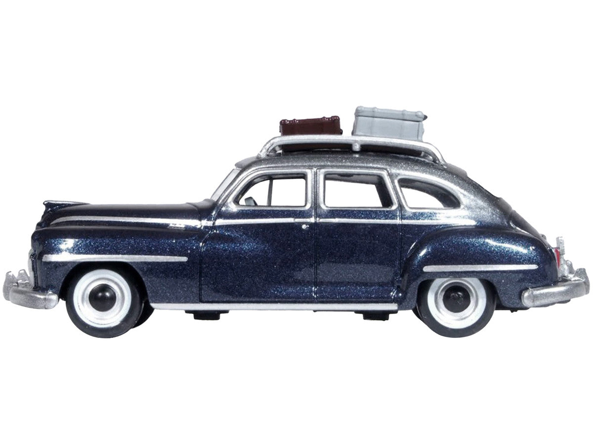 1946 DeSoto Suburban with Roof Rack and Luggage Butterfly Blue Metallic with Crystal Gray Top 1/87 (HO) Scale Diecast Model Car by Oxford Diecast by Oxford Diecast