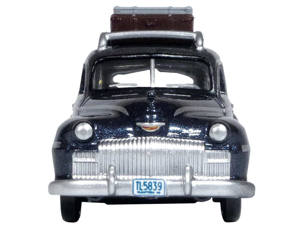 1946 DeSoto Suburban with Roof Rack and Luggage Butterfly Blue Metallic with Crystal Gray Top 1/87 (HO) Scale Diecast Model Car by Oxford Diecast by Oxford Diecast