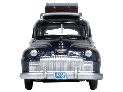 1946 DeSoto Suburban with Roof Rack and Luggage Butterfly Blue Metallic with Crystal Gray Top 1/87 (HO) Scale Diecast Model Car by Oxford Diecast by Oxford Diecast