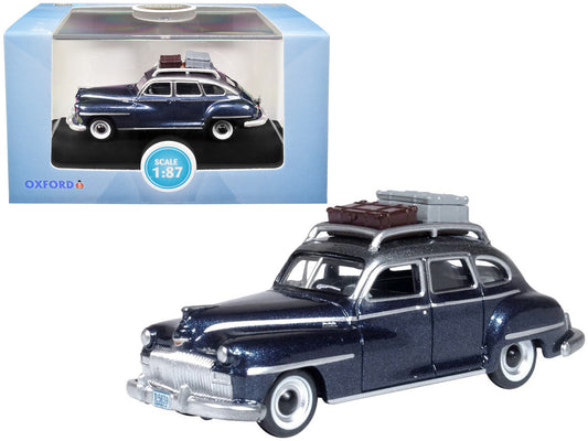1946 DeSoto Suburban with Roof Rack and Luggage Butterfly Blue Metallic with Crystal Gray Top 1/87 (HO) Scale Diecast Model Car by Oxford Diecast by Oxford Diecast