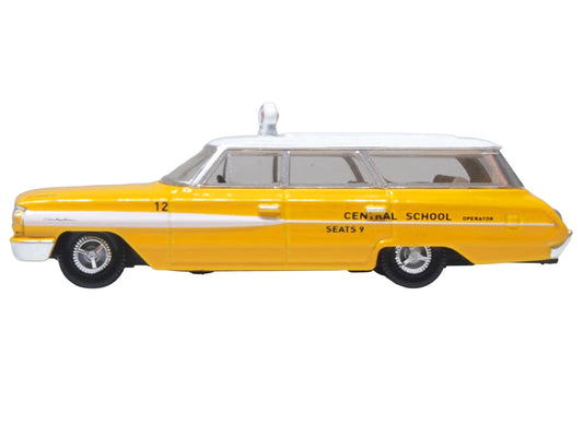 1964 Ford Country Station Wagon "Central School Bus" Yellow with White Top 1/87 (HO) Scale Diecast Model Car by Oxford Diecast by Oxford Diecast
