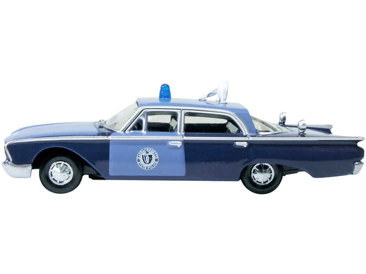 1960 Ford Fairlane Sedan "Massachusetts State Police Radar Car" Blue Two-Tone 1/87 (HO) Scale Diecast Model Car by Oxford Diecast by Oxford Diecast