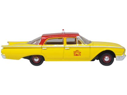 1960 Ford Fairlane Sedan "NYC Taxi" Yellow with Red Top and Interior 1/87 (HO) Scale Diecast Model Car by Oxford Diecast by Oxford Diecast