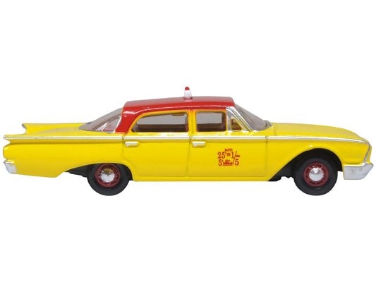 1960 Ford Fairlane Sedan "NYC Taxi" Yellow with Red Top and Interior 1/87 (HO) Scale Diecast Model Car by Oxford Diecast by Oxford Diecast