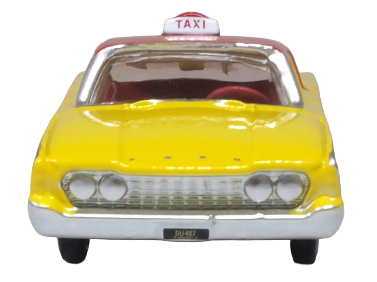 1960 Ford Fairlane Sedan "NYC Taxi" Yellow with Red Top and Interior 1/87 (HO) Scale Diecast Model Car by Oxford Diecast by Oxford Diecast