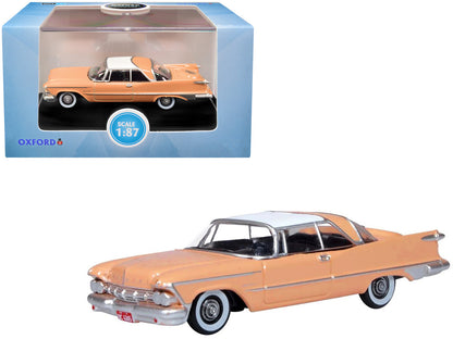 1959 Chrysler Imperial Crown 2 Door Hardtop Persian Pink with White Top 1/87 (HO) Scale Diecast Model Car by Oxford Diecast by Oxford Diecast