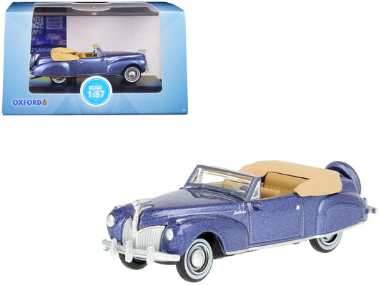 1941 Lincoln Continental Convertible Darian Blue Metallic with Tan Interior 1/87 (HO) Scale Diecast Model Car by Oxford Diecast by Oxford Diecast