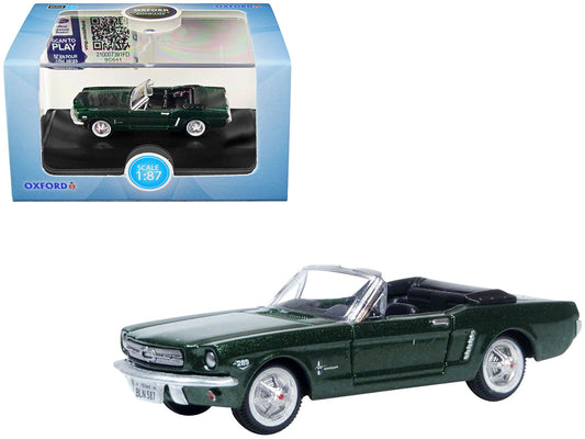 1965 Ford Mustang Convertible Ivy Green Metallic 1/87 (HO) Scale Diecast Model Car by Oxford Diecast by Oxford Diecast