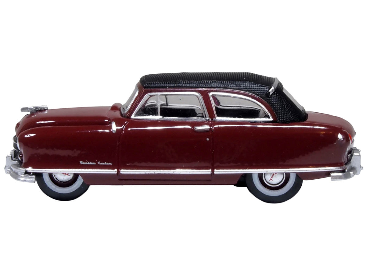 1950 Nash Rambler Custom Landau Convertible (Closed) Sunset Maroon with Black Top 1/87 (HO) Scale Diecast Model Car by Oxford Diecast by Oxford Diecast