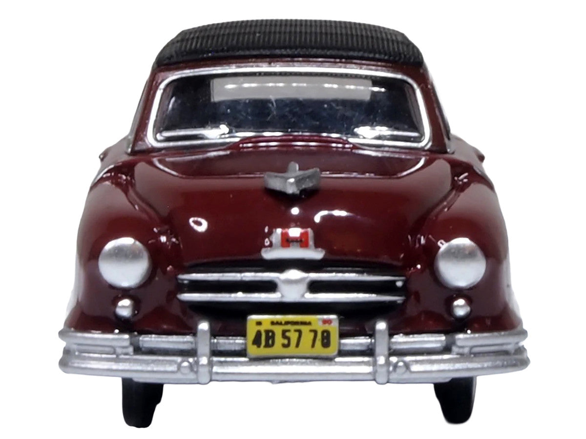 1950 Nash Rambler Custom Landau Convertible (Closed) Sunset Maroon with Black Top 1/87 (HO) Scale Diecast Model Car by Oxford Diecast by Oxford Diecast