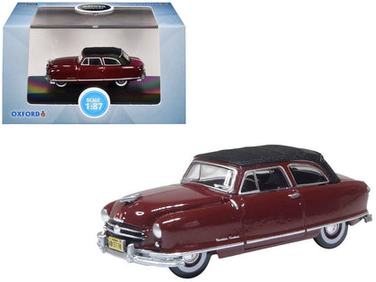 1950 Nash Rambler Custom Landau Convertible (Closed) Sunset Maroon with Black Top 1/87 (HO) Scale Diecast Model Car by Oxford Diecast by Oxford Diecast