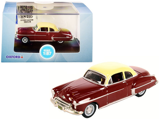 1950 Oldsmobile Rocket 88 Coupe Chariot Red with Canto Cream Top 1/87 (HO) Scale Diecast Model Car by Oxford Diecast by Oxford Diecast