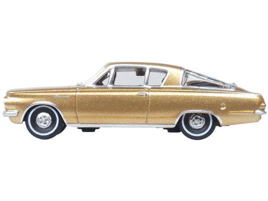 1965 Plymouth Barracuda Gold Metallic with Black Stripes 1/87 (HO) Scale Diecast Model Car by Oxford Diecast by Oxford Diecast